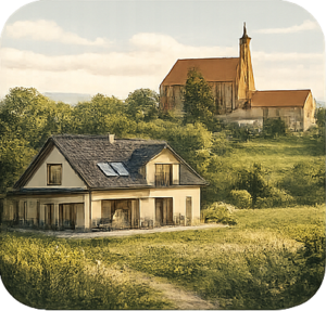 Widok domu w zielonej okolicy